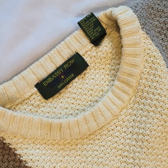 Embassy Row Heavy Knit Crew Neck Sweater Vintage Cozy Neutral Preppy Sz M NWT - Picture 8 of 12